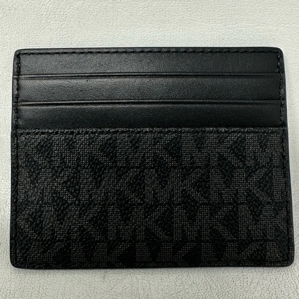 Michael Kors Hudson Logo Stripe Leather Card Case, Men's Size OS - Black